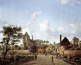 Jan Van Der Heyden Canvas Paintings - Approach to the Town of Veere